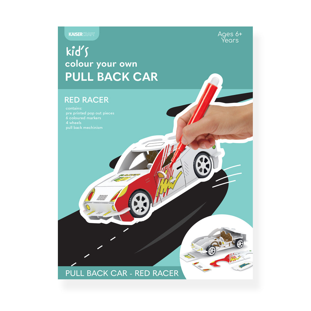 Kaiser Creative Club - Kids CYO Pull-Back Car - RED RACER